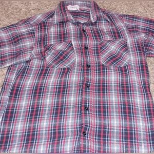 Vintage Men's Big Mac Flannel Size Tall Large Color Blue Red Trucker Rare Classi